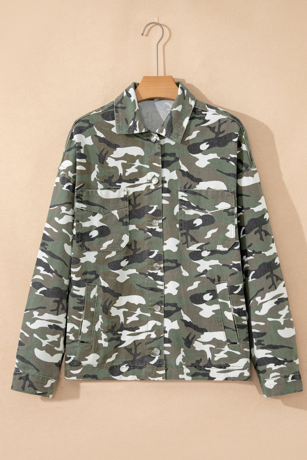 Camo Denim Chest Pocket Buttoned Jacket - Rooted & Reckless Co.