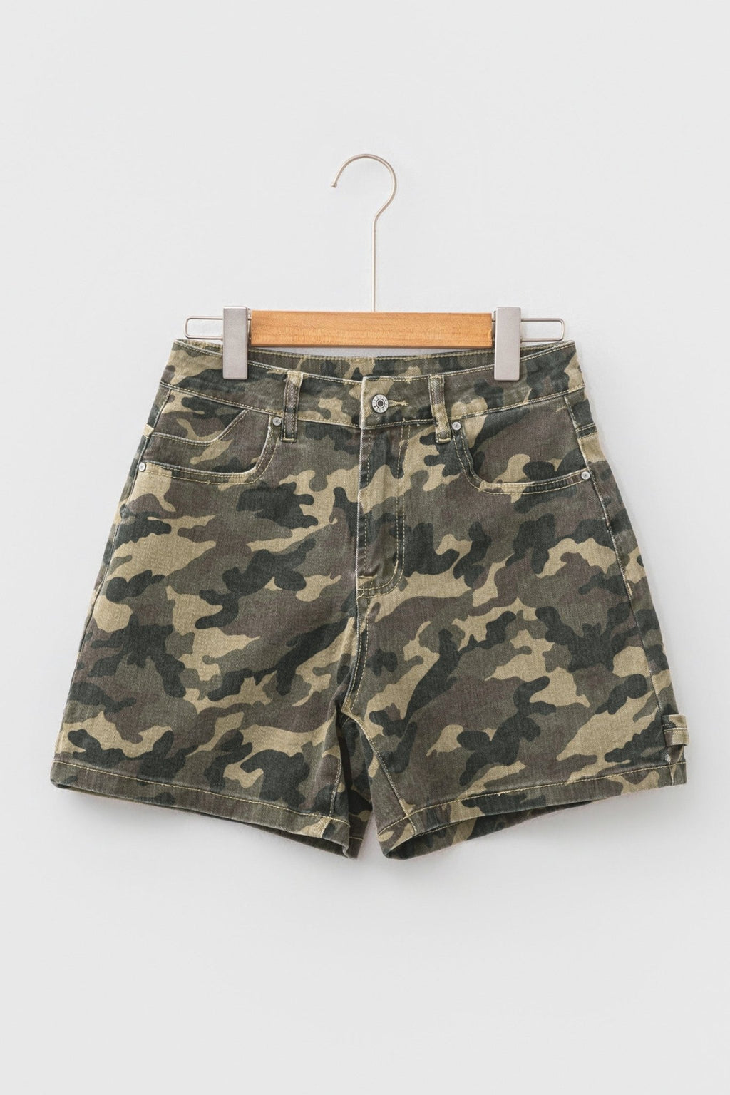 Camo Denim High Waist Shorts - Rooted & Reckless Co.