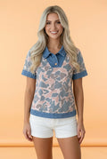 Camo Denim Patchwork Polo Collar Tee - Rooted & Reckless Co.