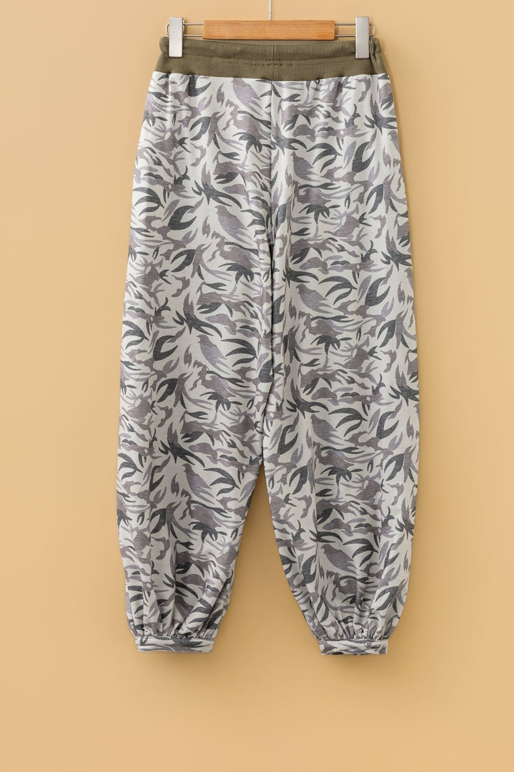 Camo Drawstring Contrast Waistband Barrel Cargo Pants - Rooted & Reckless Co.