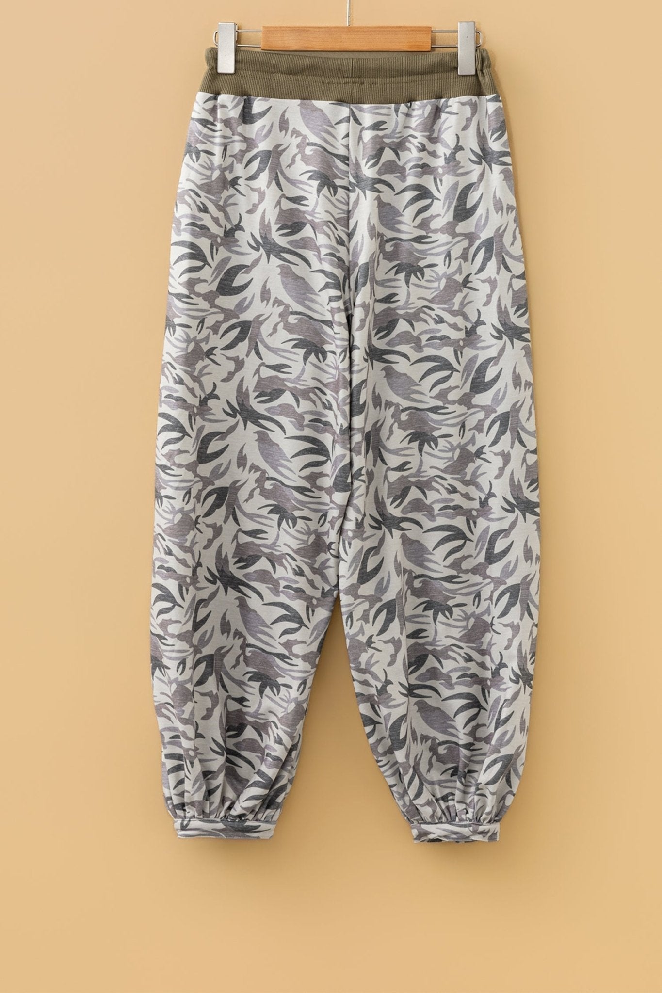 Camo Drawstring Contrast Waistband Barrel Cargo Pants - Rooted & Reckless Co.