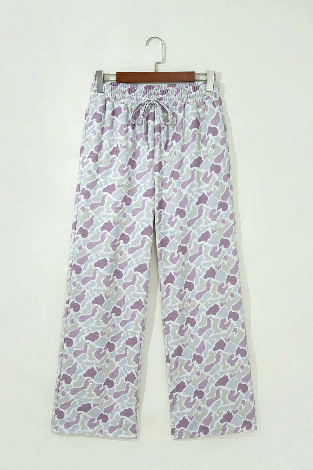 Camo Drawstring High Waist Wide Leg Pants - Rooted & Reckless Co.