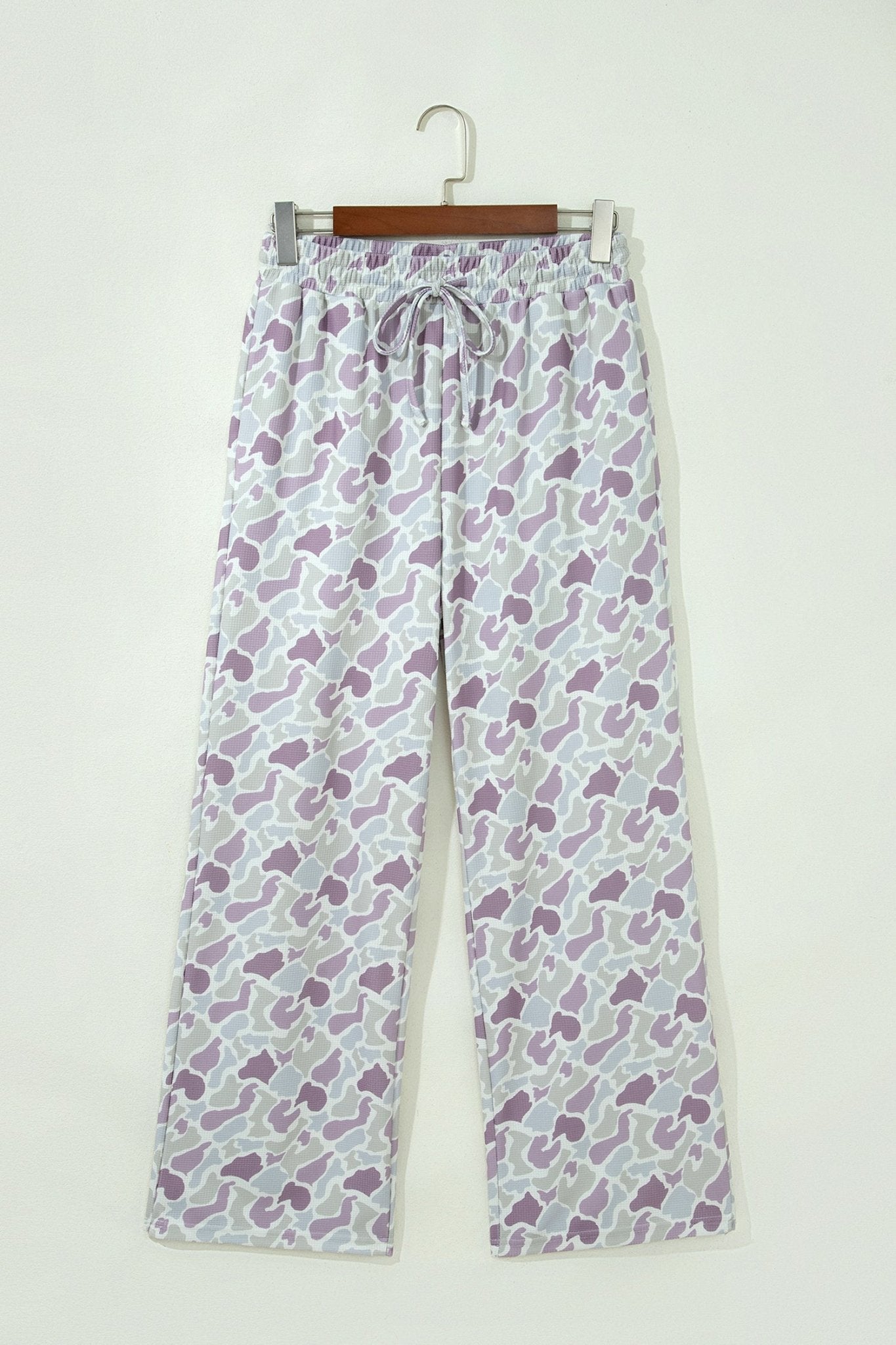 Camo Drawstring High Waist Wide Leg Pants - Rooted & Reckless Co.