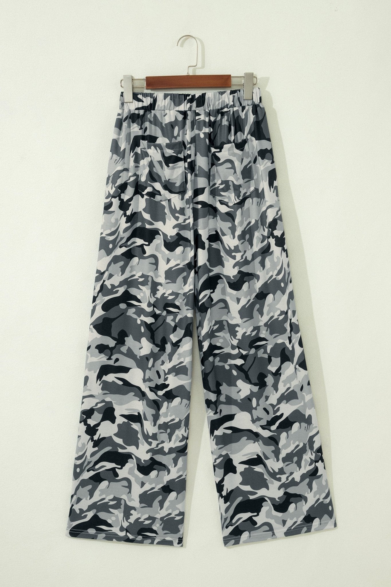Camo Drawstring High Waist Wide Leg Pants - Rooted & Reckless Co.