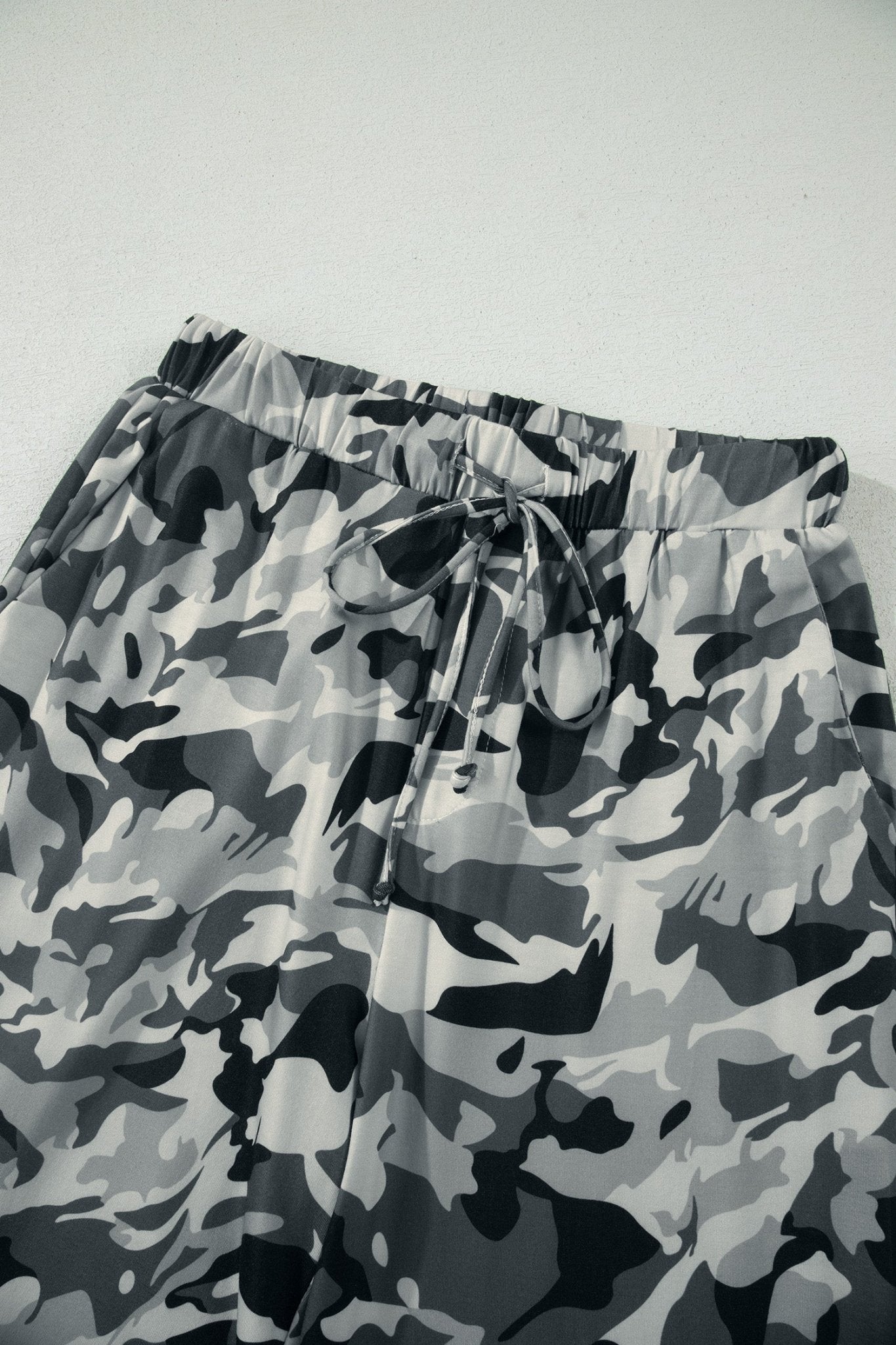 Camo Drawstring High Waist Wide Leg Pants - Rooted & Reckless Co.