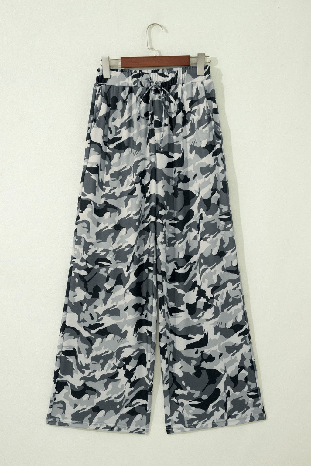 Camo Drawstring High Waist Wide Leg Pants - Rooted & Reckless Co.