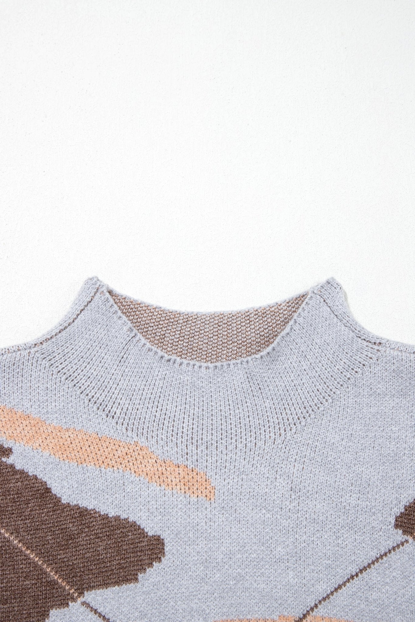 Camo Drop Shoulder High Neck Short Sleeve Sweater - Rooted & Reckless Co.
