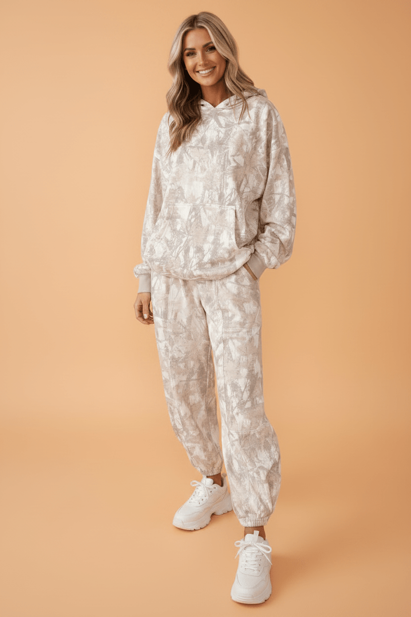 Camo Drop Shoulder Hoodie & Sweatpants Set - Rooted & Reckless Co.