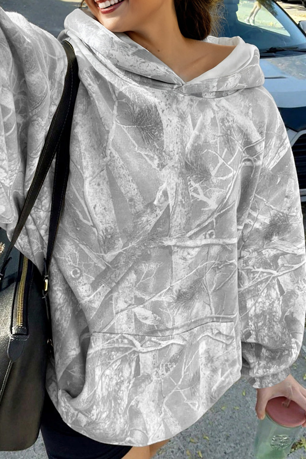 Camo Kangaroo Pocket Drop Shoulder Hoodie - Rooted & Reckless Co.