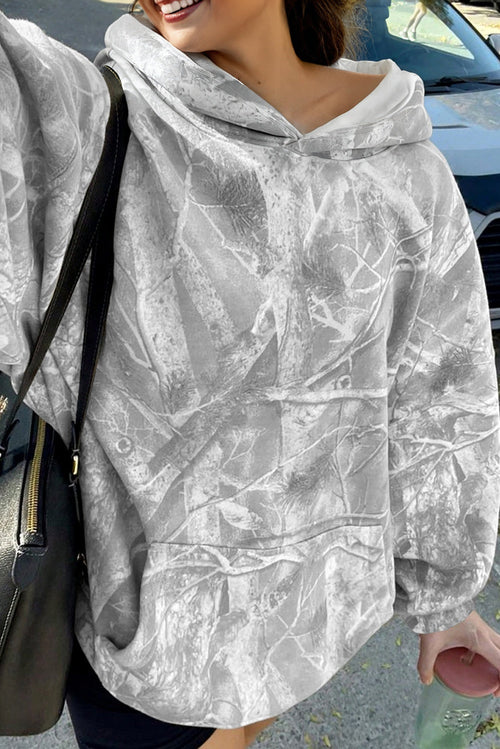 Camo Kangaroo Pocket Drop Shoulder Hoodie - Rooted & Reckless Co.