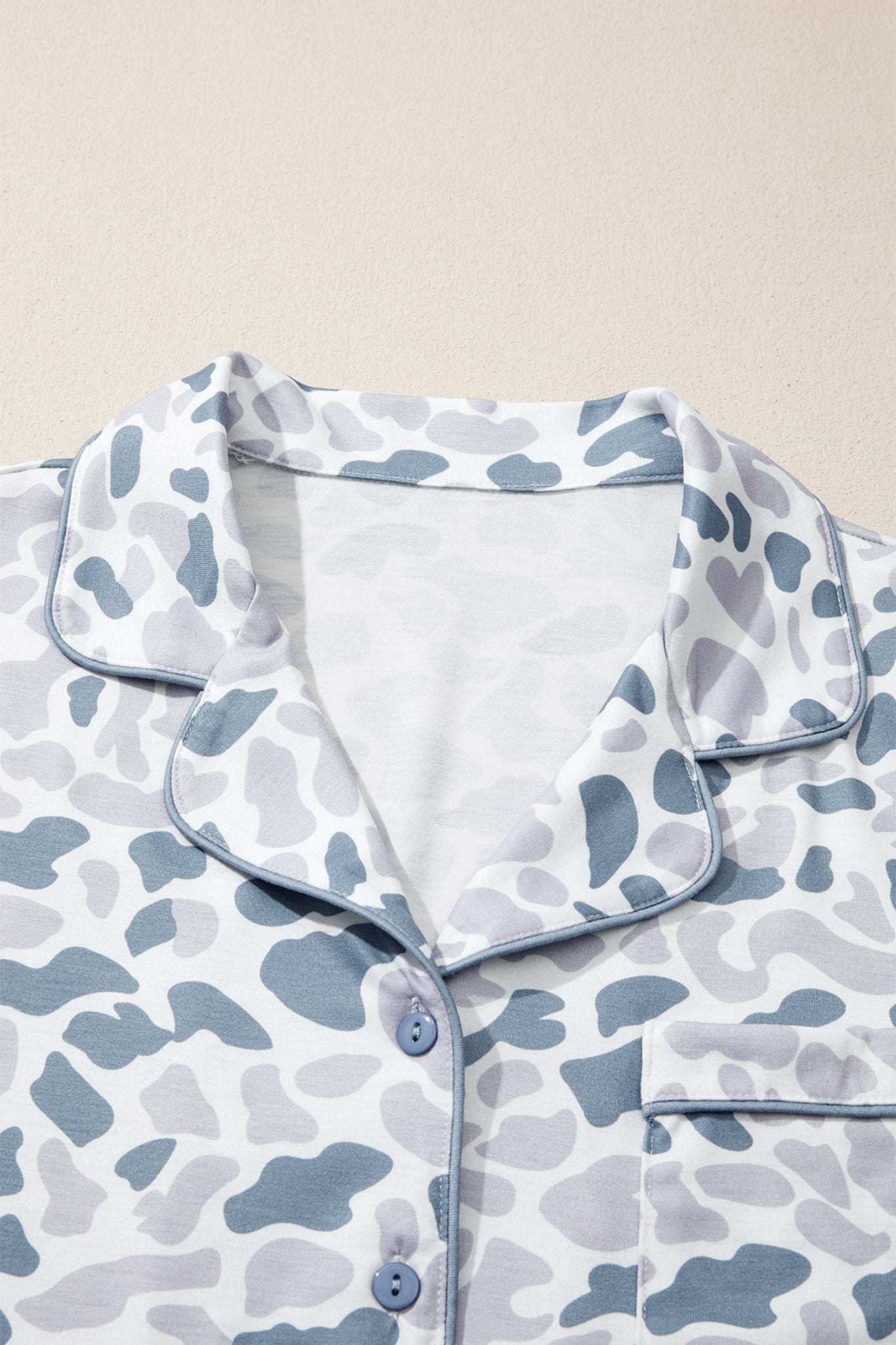 Camo Lapel Shirt & Drawstring Shorts Pajama Set - Rooted & Reckless Co.