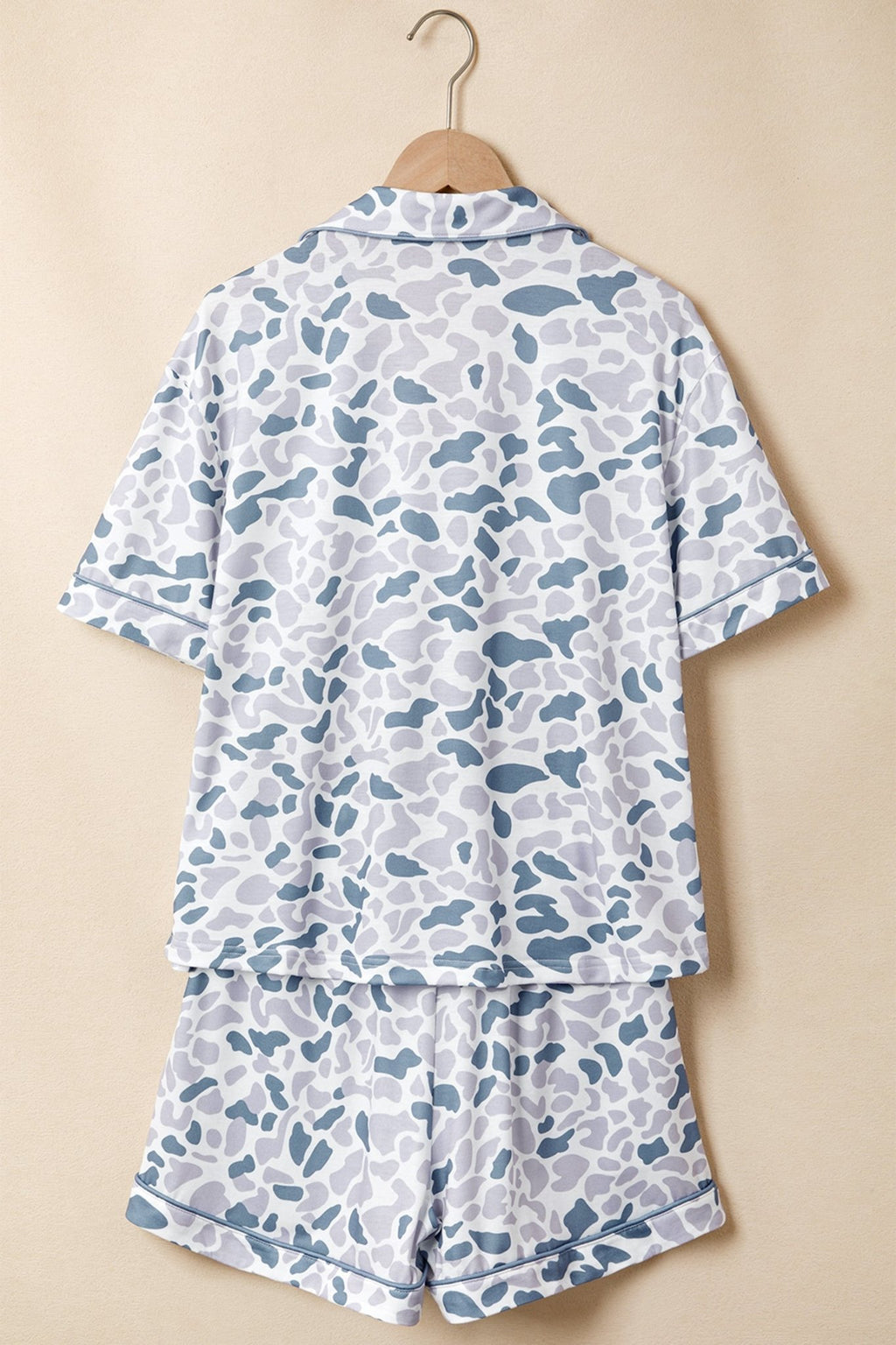 Camo Lapel Shirt & Drawstring Shorts Pajama Set - Rooted & Reckless Co.