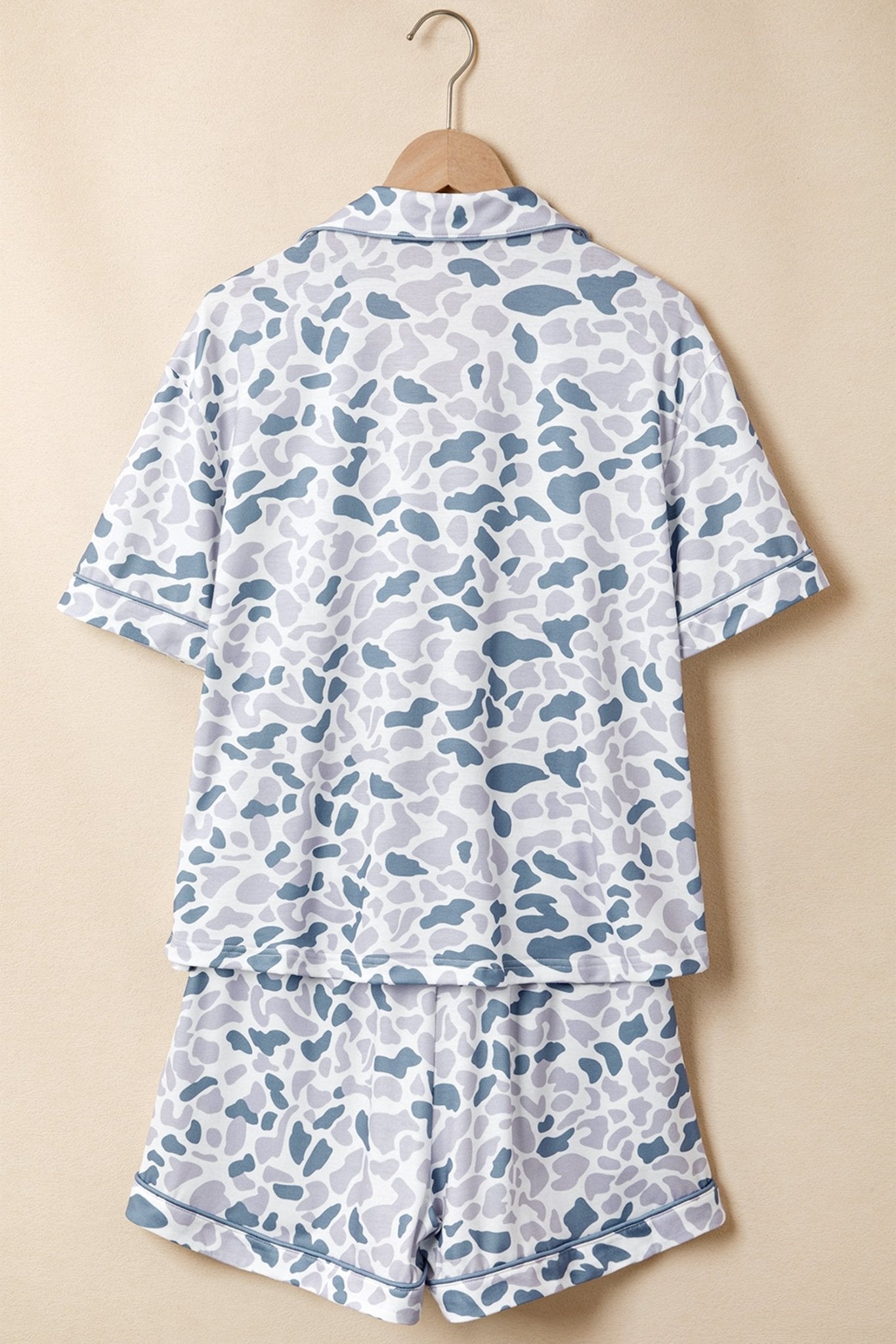 Camo Lapel Shirt & Drawstring Shorts Pajama Set - Rooted & Reckless Co.