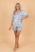 Camo Lapel Shirt & Drawstring Shorts Pajama Set - Rooted & Reckless Co.