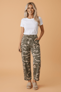 Camo & Leopard Denim Drawstring Waist Barrel Jeans - Rooted & Reckless Co.