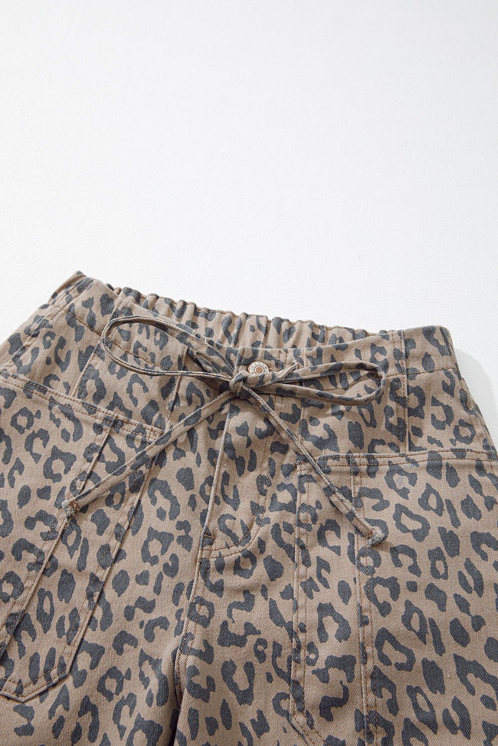 Camo & Leopard Denim Drawstring Waist Barrel Jeans - Rooted & Reckless Co.