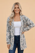 Camo Long Sleeve Open Front Tunic Cardigan - Rooted & Reckless Co.