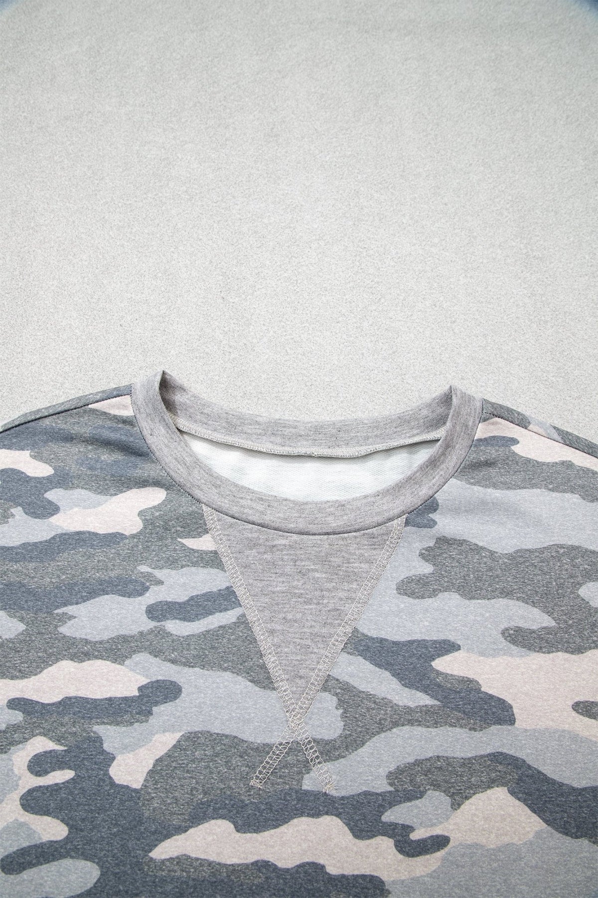 Camo Long Sleeve Round Neck Shift Pullover Top - Rooted & Reckless Co.