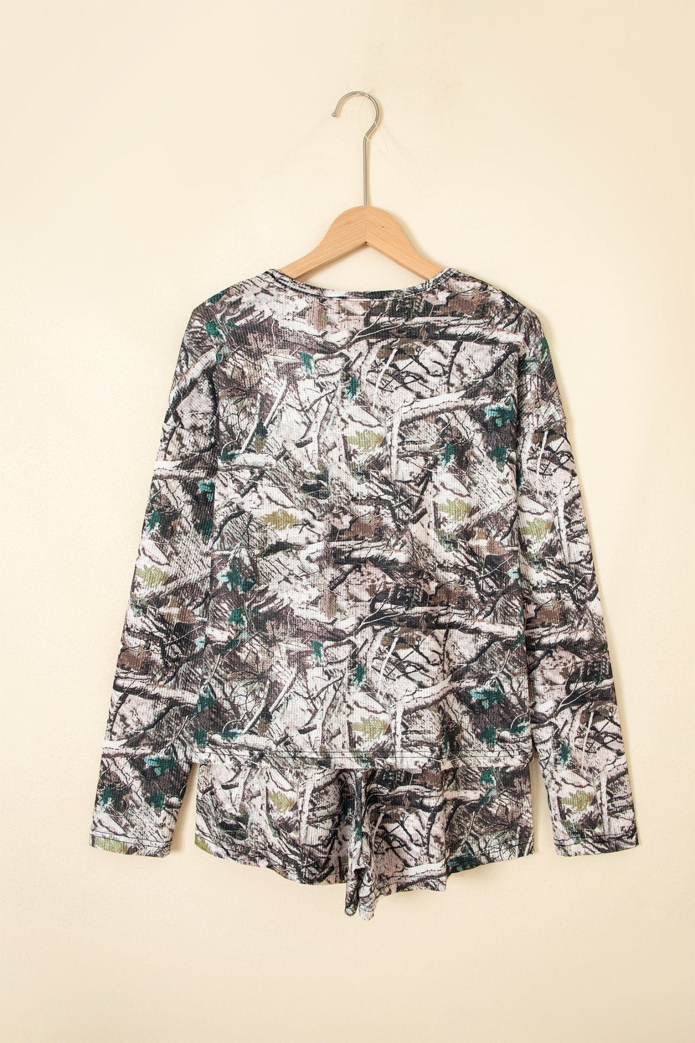 Camo Long Sleeve Top & Elastic Waist Shorts Set - Rooted & Reckless Co.