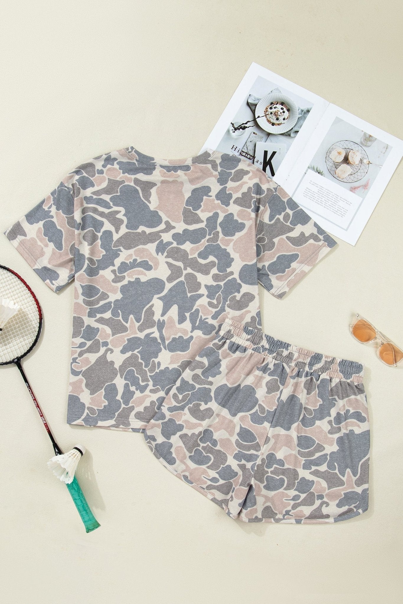 Camo Loose Tee & Drawstring Shorts Set - Rooted & Reckless Co.
