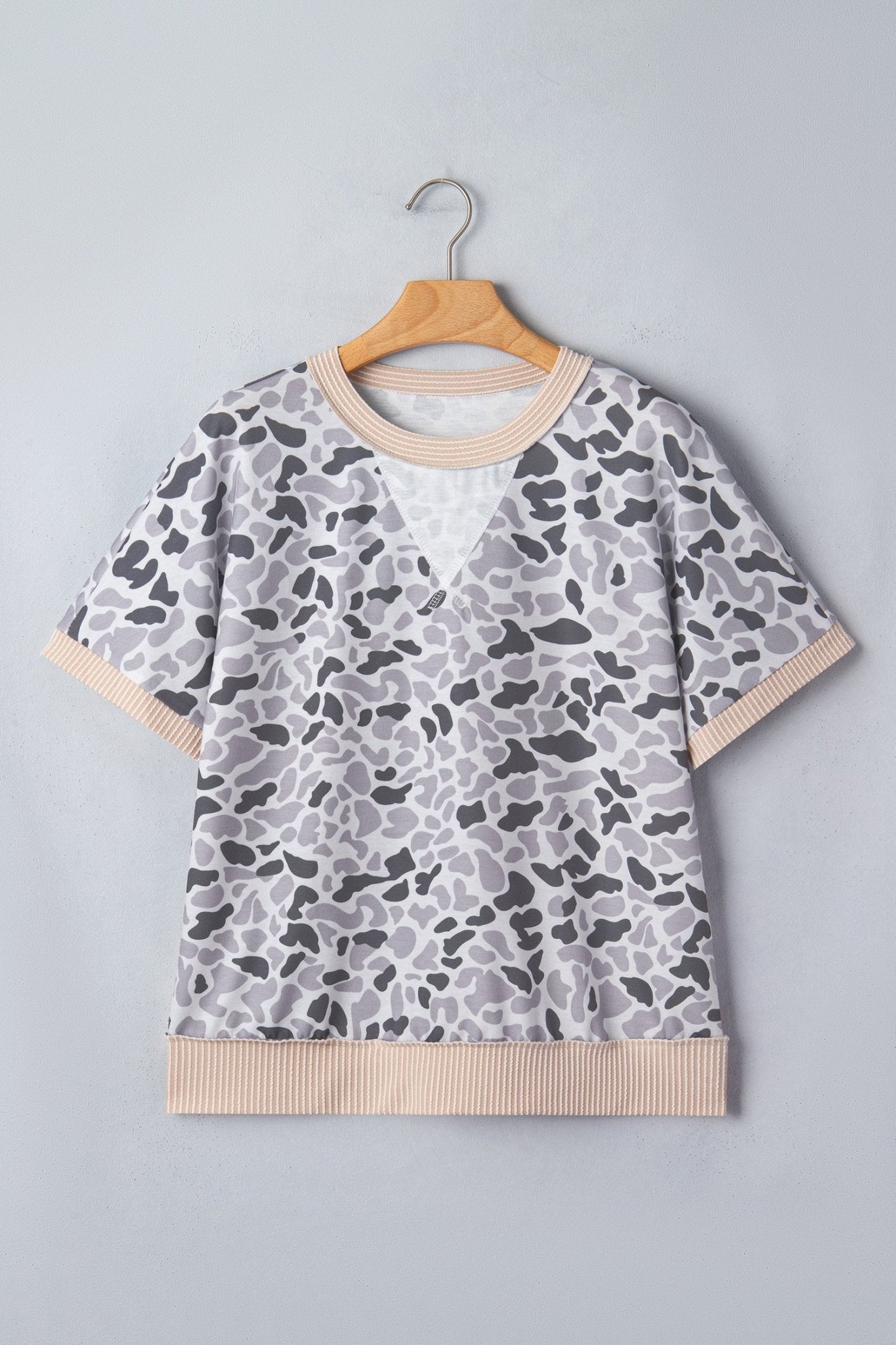 Camo Patchwork Corded Knit Short Sleeve T-Shirt - Rooted & Reckless Co.