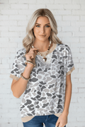 Camo Patchwork Corded Knit Short Sleeve T-Shirt - Rooted & Reckless Co.