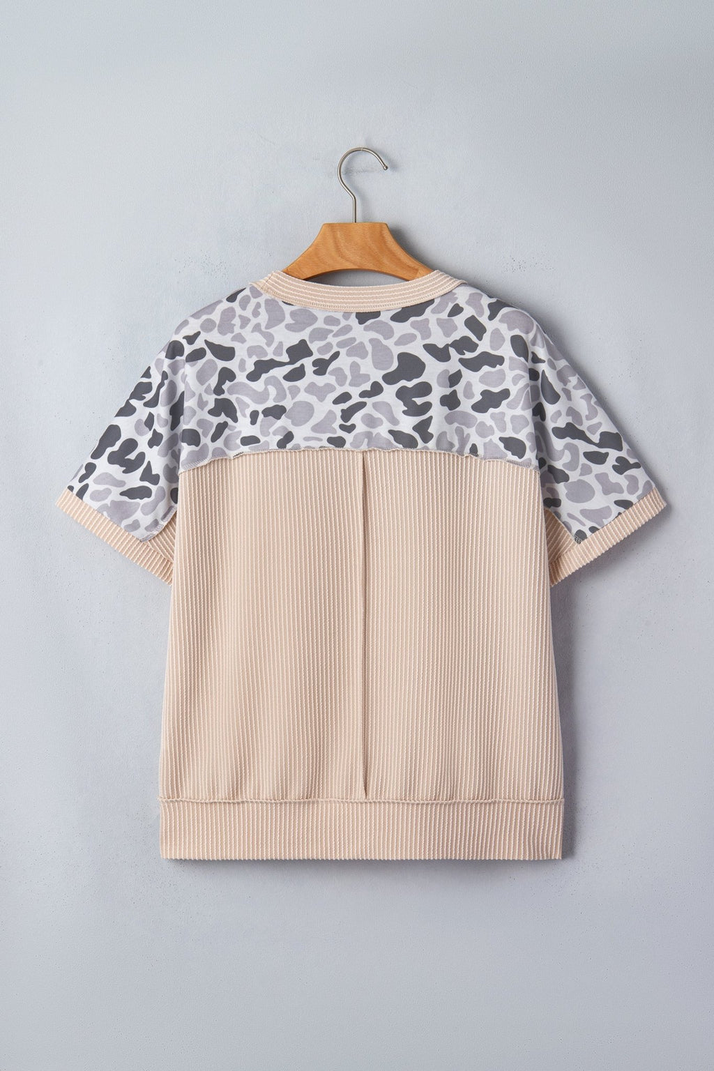 Camo Patchwork Corded Knit Short Sleeve T-Shirt - Rooted & Reckless Co.