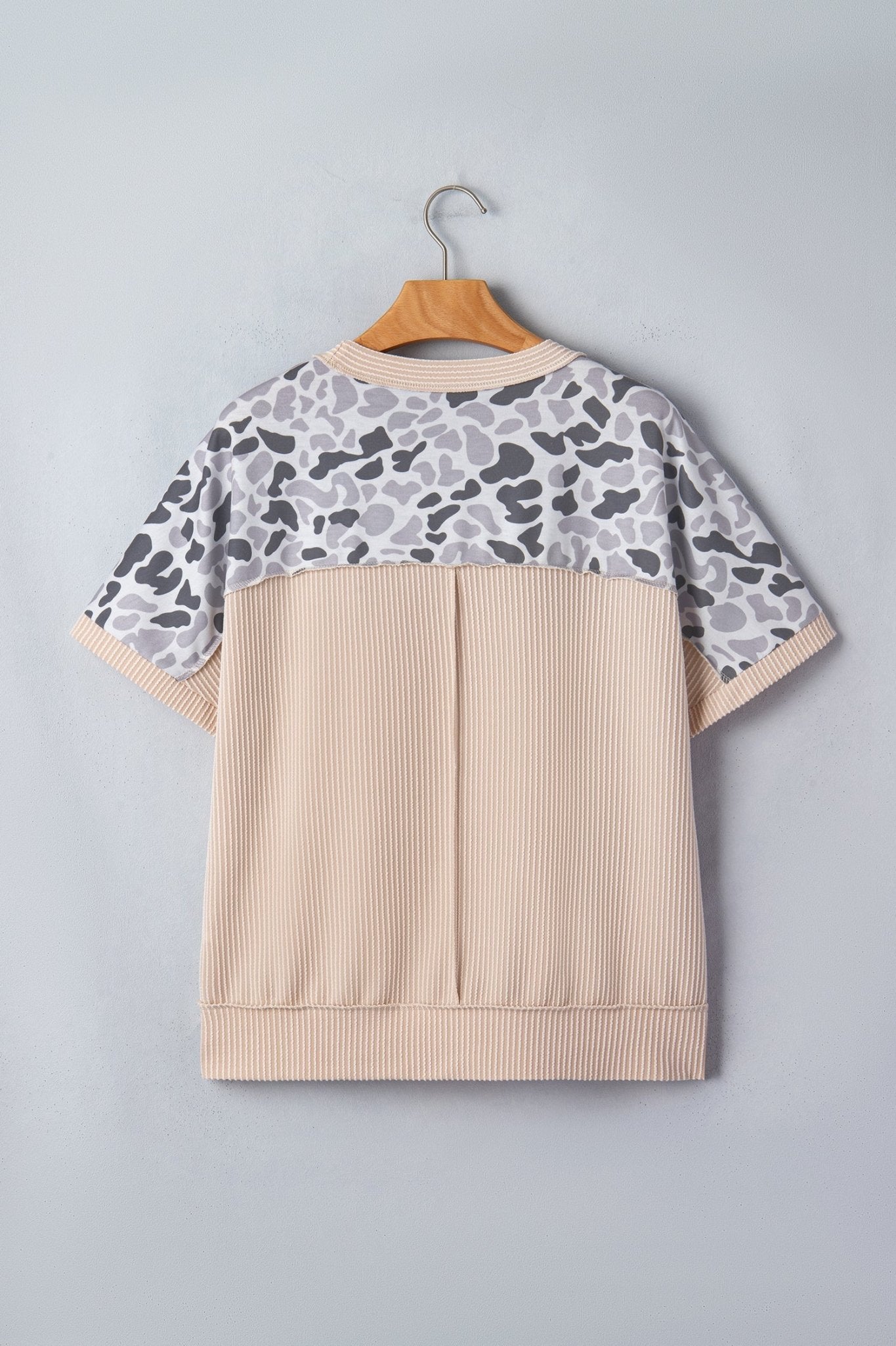 Camo Patchwork Corded Knit Short Sleeve T-Shirt - Rooted & Reckless Co.