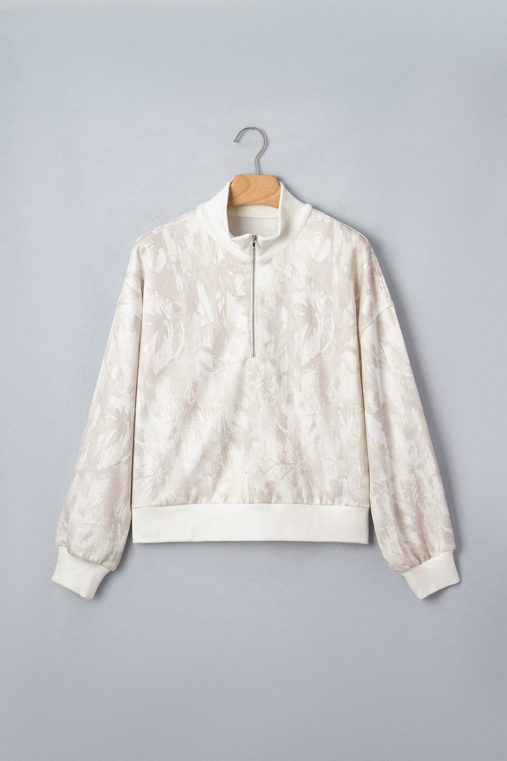 Camo Quarter-Zip Drop Shoulder Long Sleeve Sweatshirt - Rooted & Reckless Co.