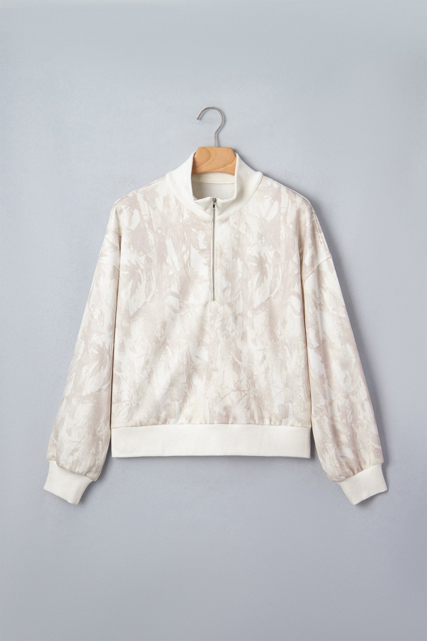 Camo Quarter-Zip Drop Shoulder Long Sleeve Sweatshirt - Rooted & Reckless Co.