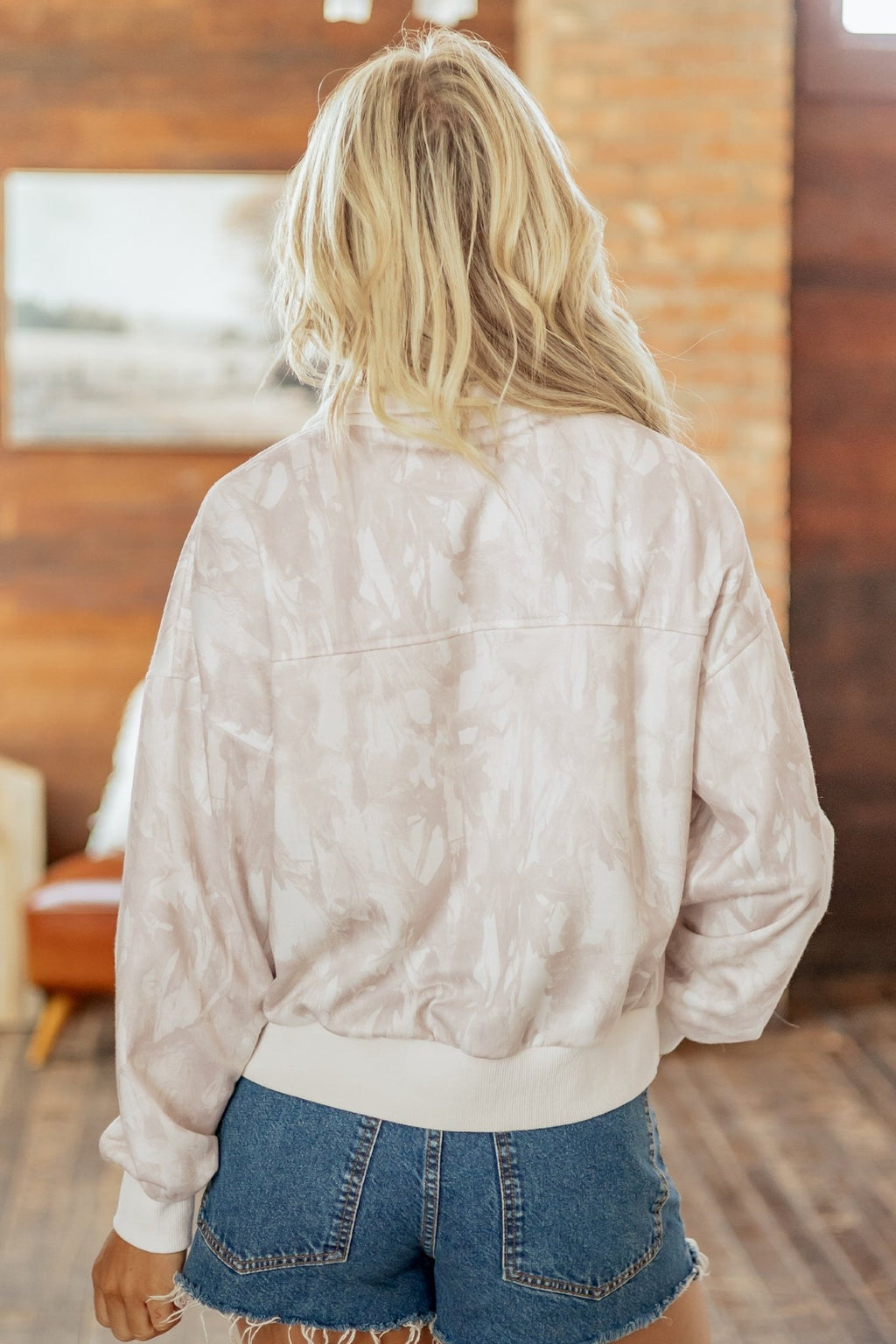 Camo Quarter-Zip Drop Shoulder Long Sleeve Sweatshirt - Rooted & Reckless Co.