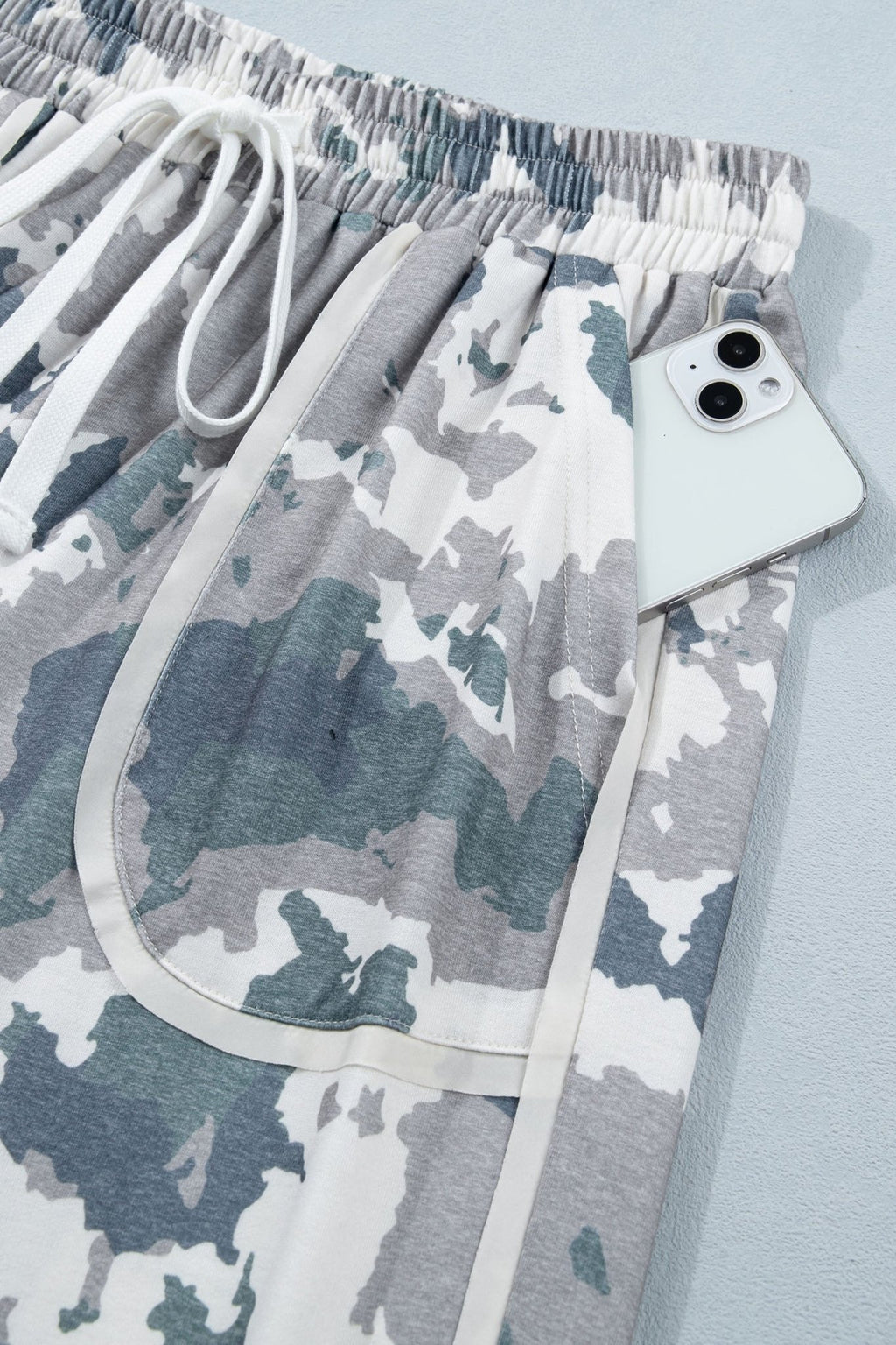 Camo Raw Edge Pocketed Drawstring Pants - Rooted & Reckless Co.