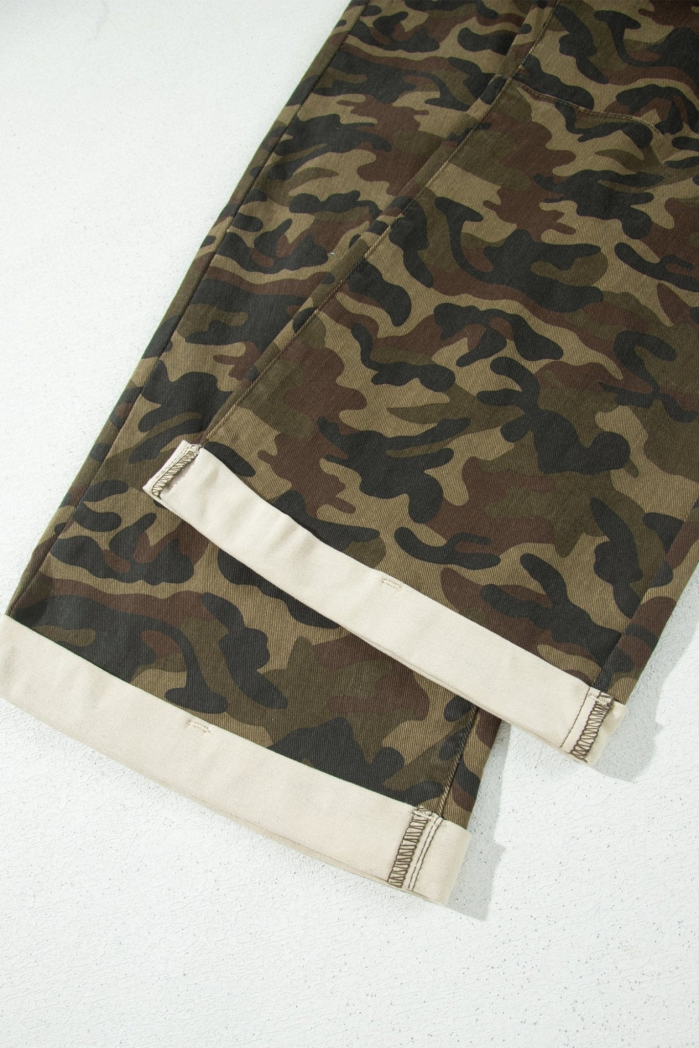 Camo Retro Grommet Tie Waist Loose Jeans - Rooted & Reckless Co.