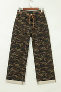 Camo Retro Grommet Tie Waist Loose Jeans - Rooted & Reckless Co.
