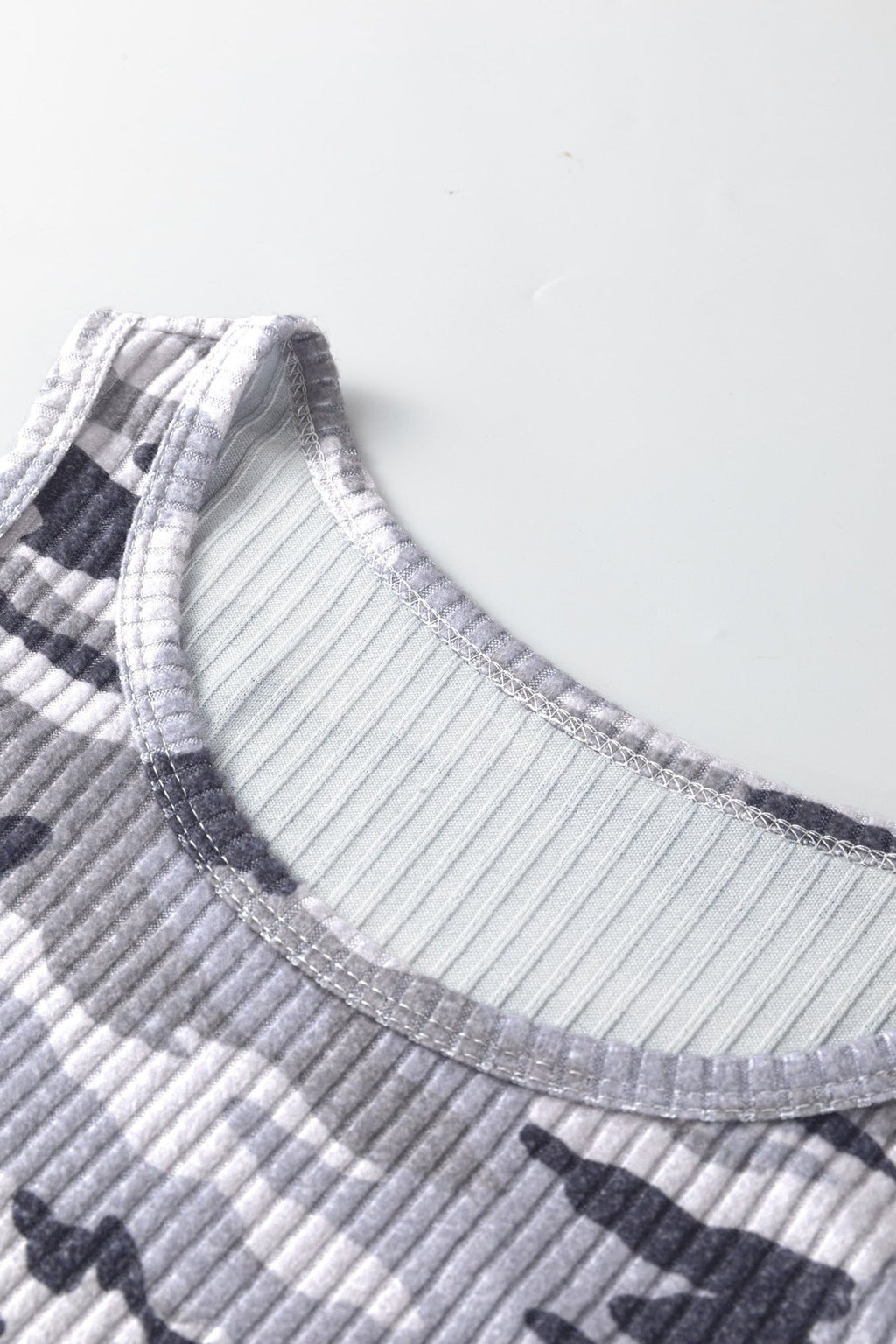 Camo Ribbed Knit Scoop Neck Tank Top - Rooted & Reckless Co.