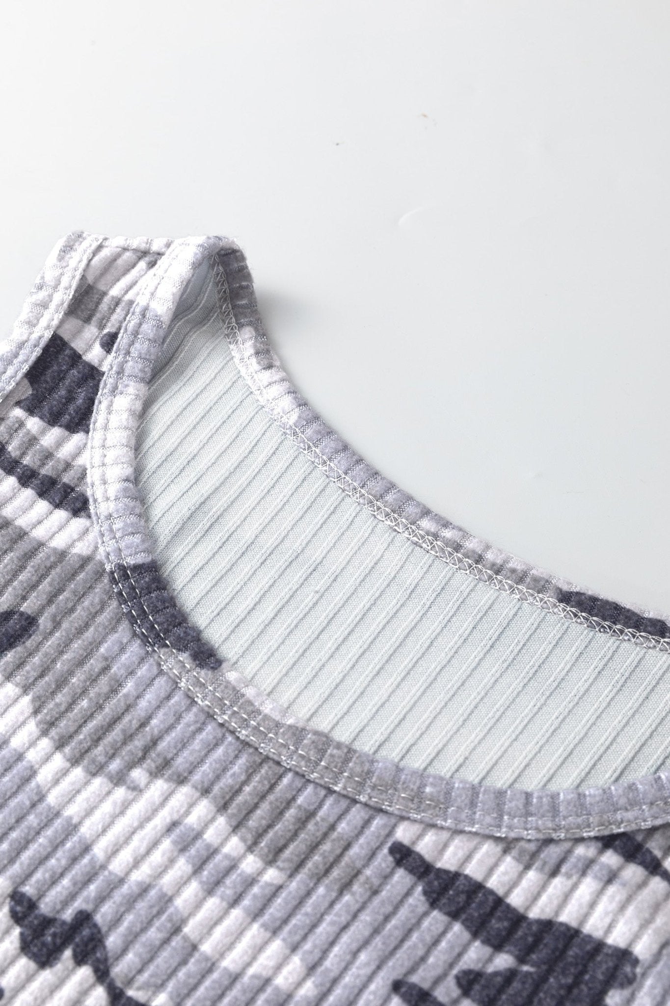 Camo Ribbed Knit Scoop Neck Tank Top - Rooted & Reckless Co.