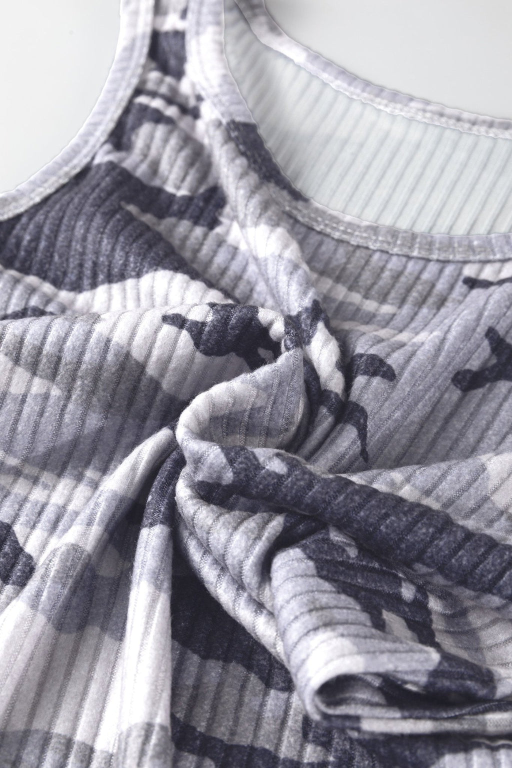 Camo Ribbed Knit Scoop Neck Tank Top - Rooted & Reckless Co.