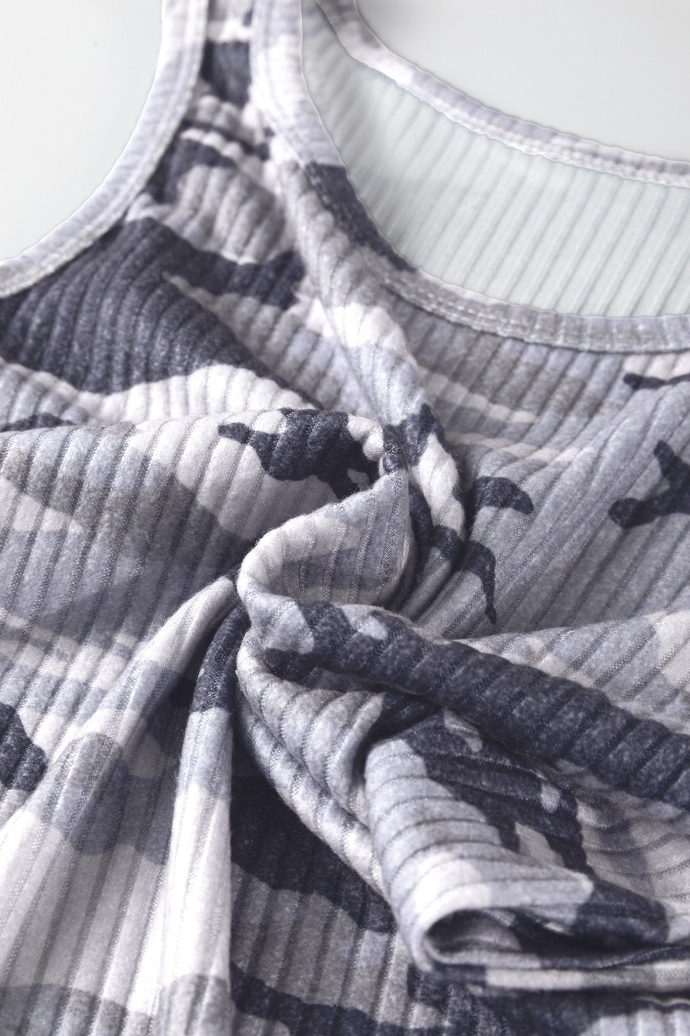 Camo Ribbed Knit Scoop Neck Tank Top - Rooted & Reckless Co.