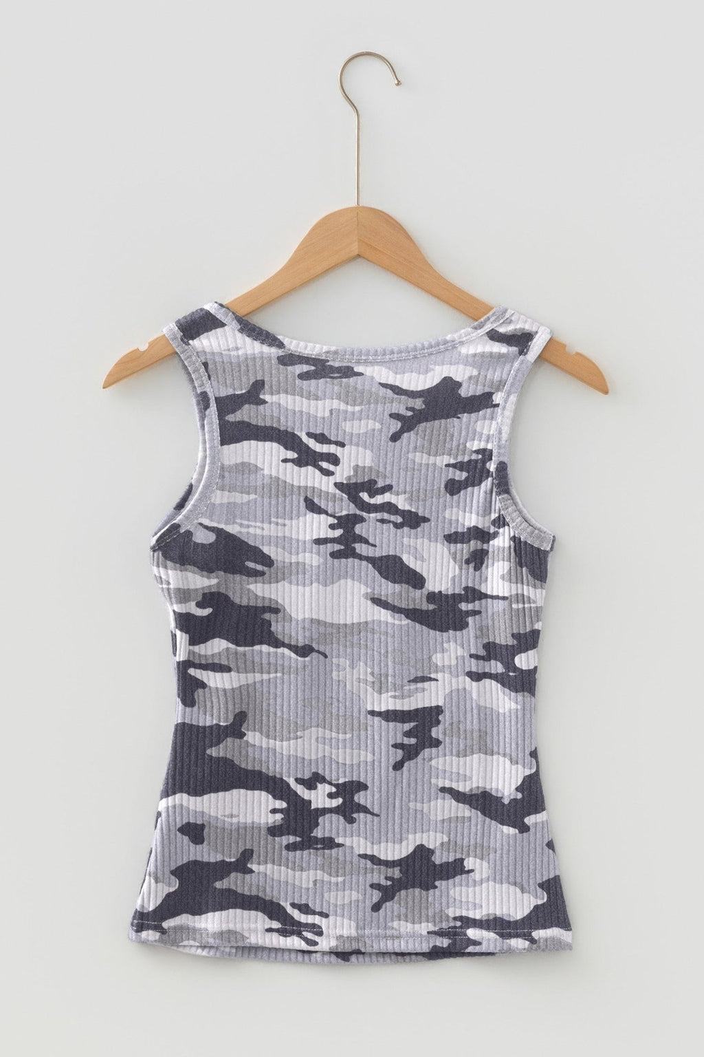 Camo Ribbed Knit Scoop Neck Tank Top - Rooted & Reckless Co.