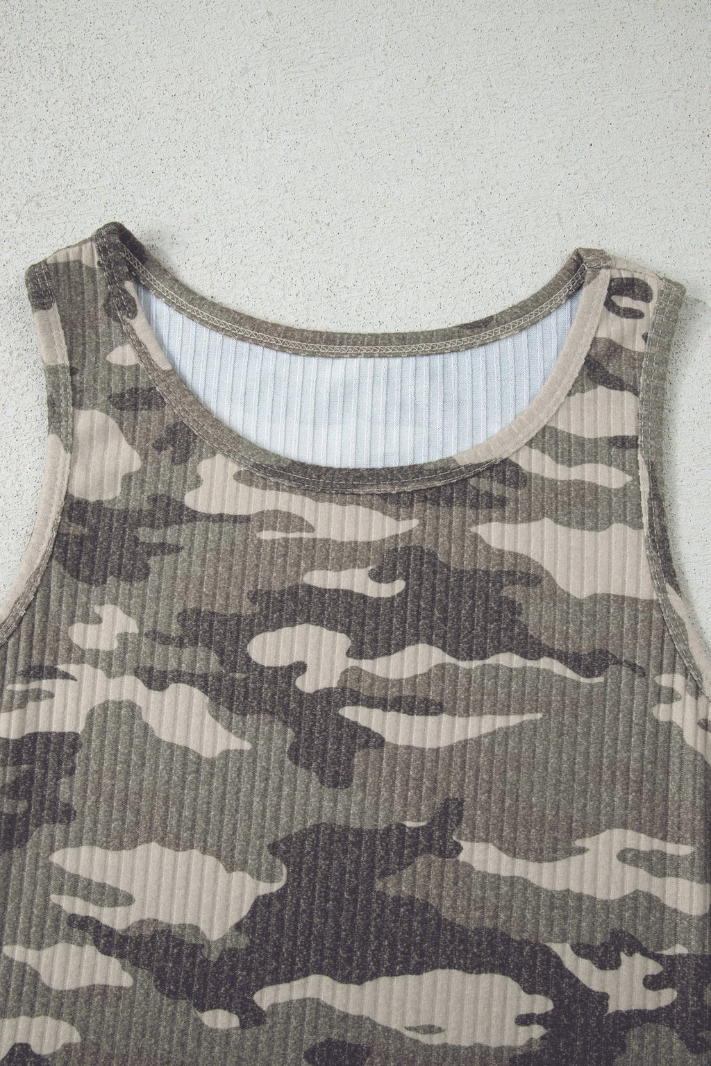 Camo Ribbed Knit Scoop Neck Tank Top - Rooted & Reckless Co.