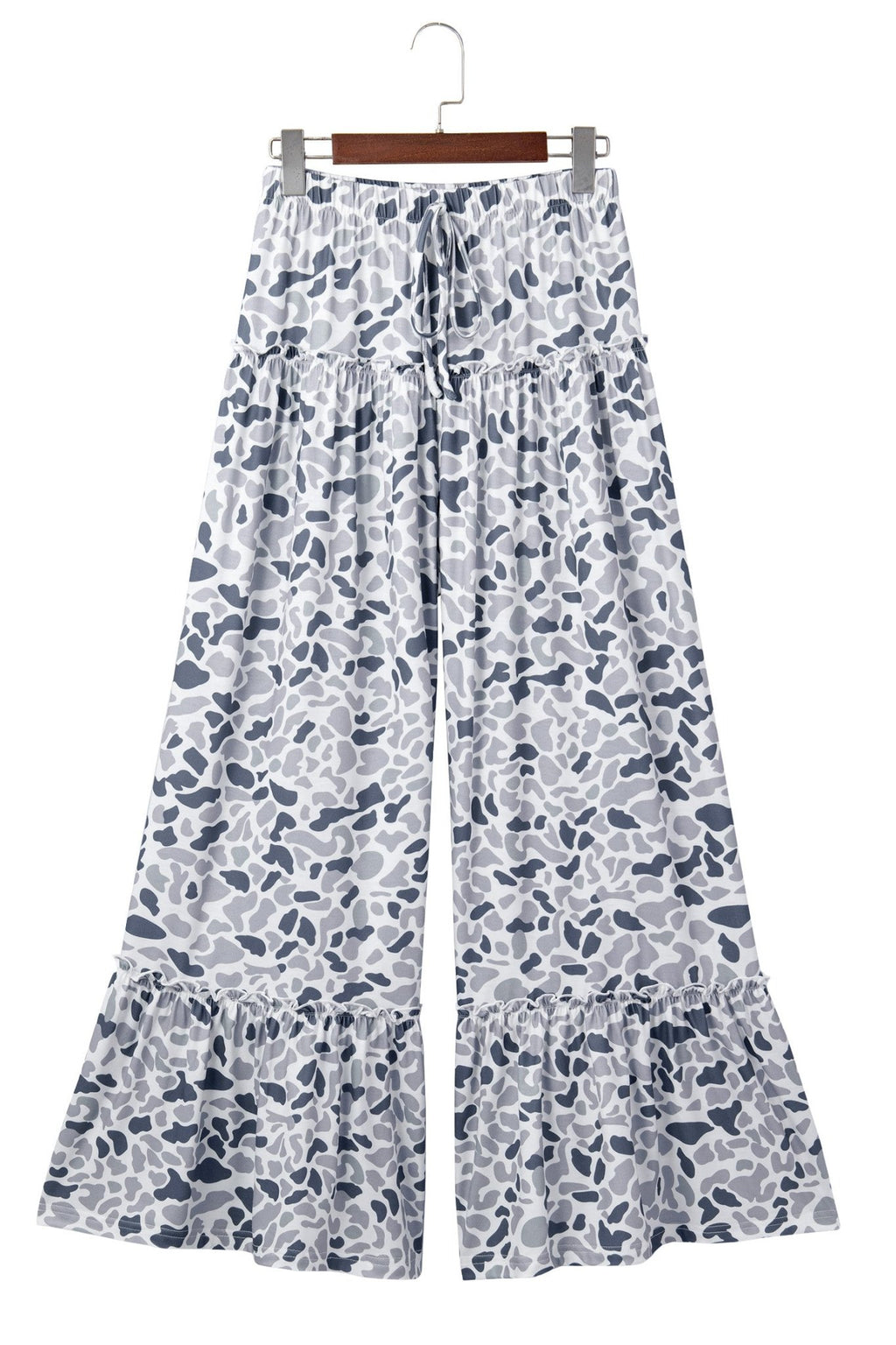 Camo Ruffle Wide Leg Drawstring Pants - Rooted & Reckless Co.