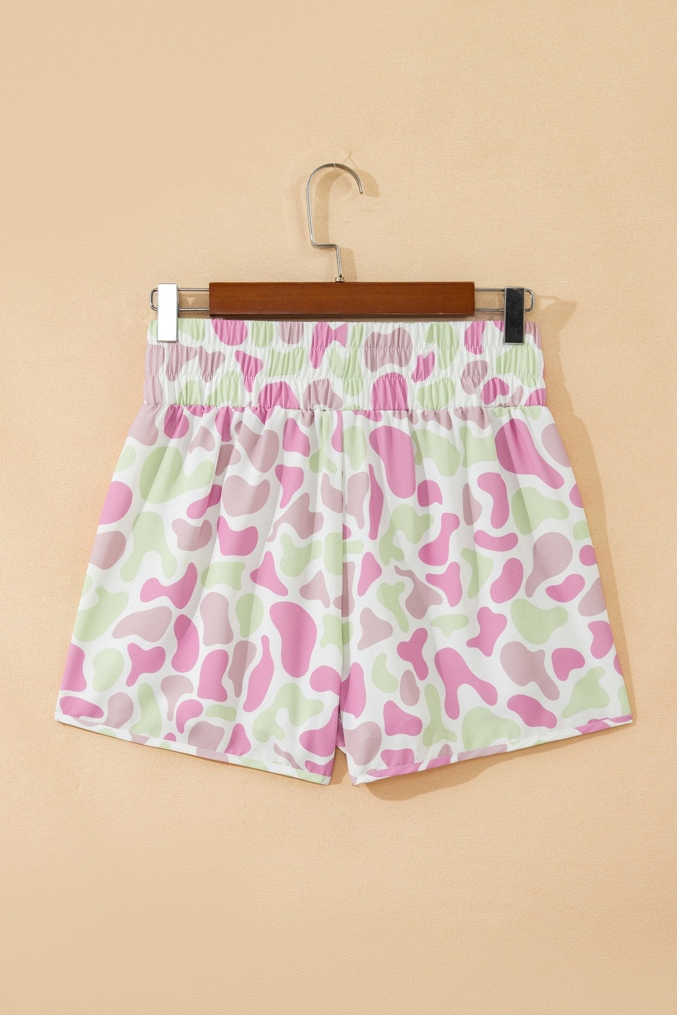 Camo Shirred High Waist Athleisure Shorts - Rooted & Reckless Co.