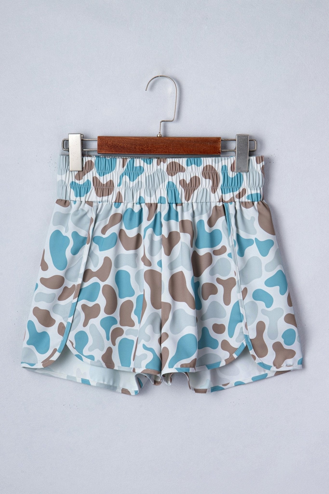 Camo Shirred High Waist Athleisure Shorts - Rooted & Reckless Co.