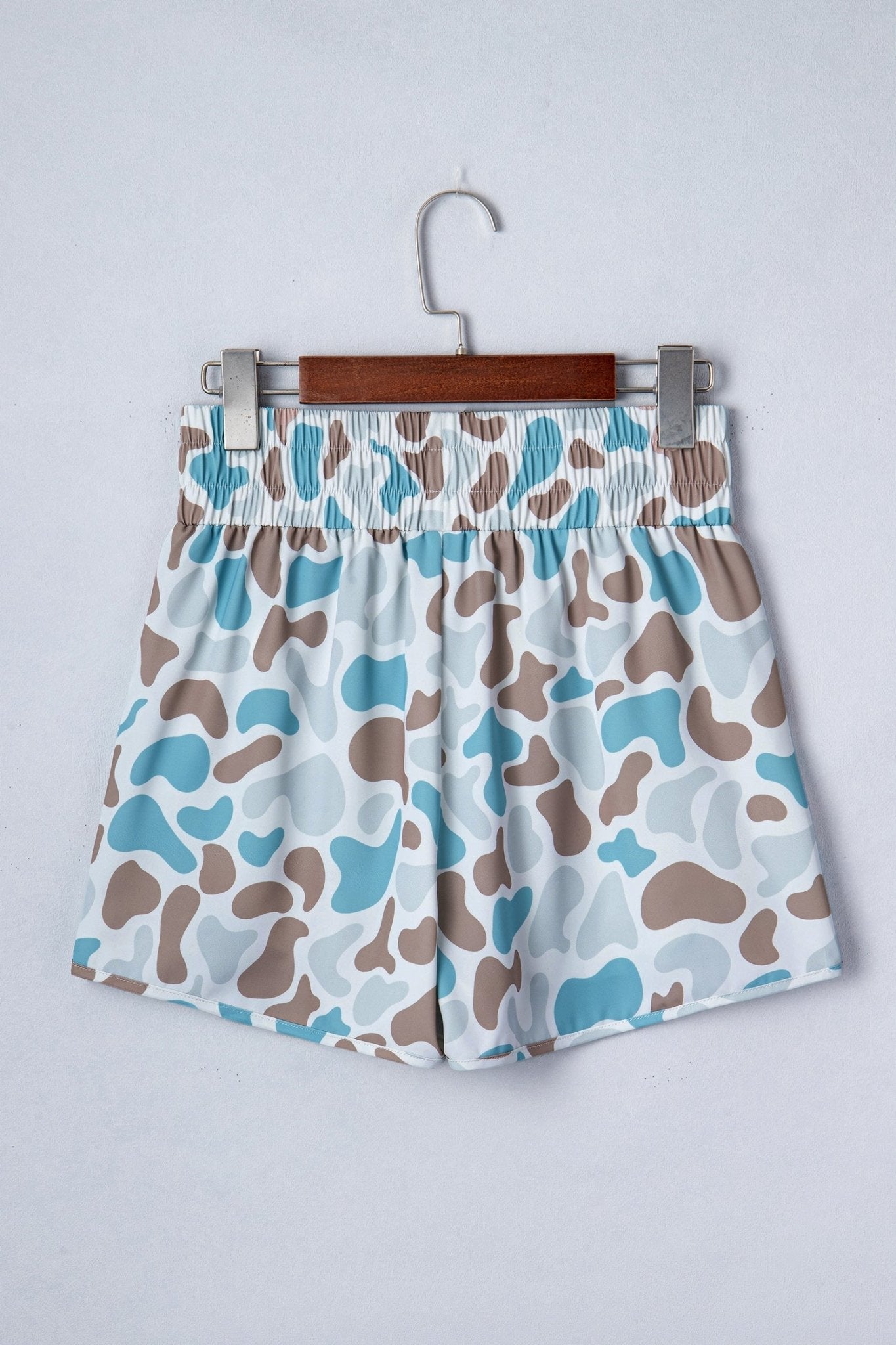 Camo Shirred High Waist Athleisure Shorts - Rooted & Reckless Co.