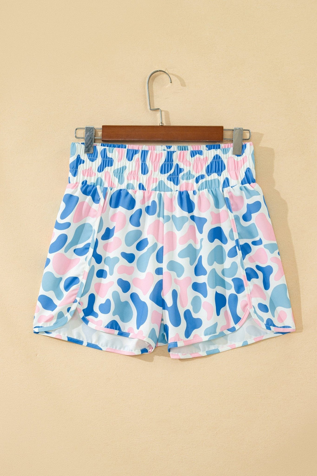 Camo Shirred High Waist Athleisure Shorts - Rooted & Reckless Co.