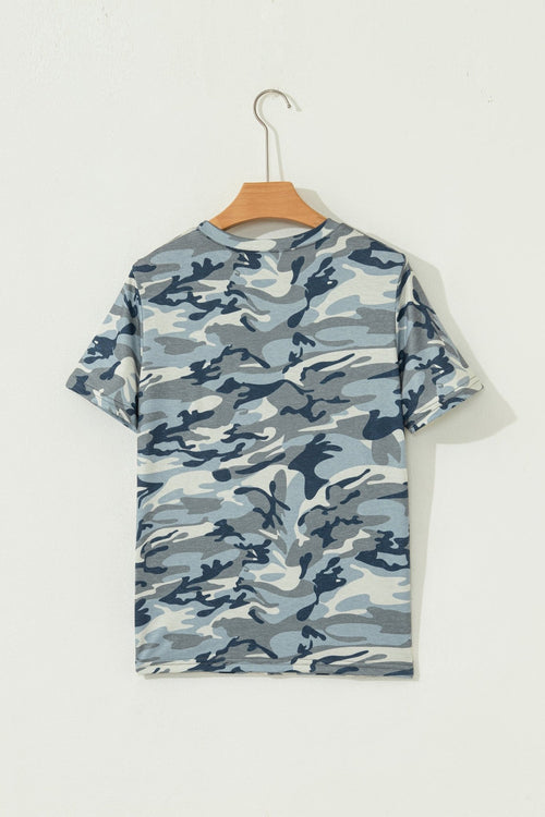 Camo Short Sleeve Crew Neck T-Shirt - Rooted & Reckless Co.