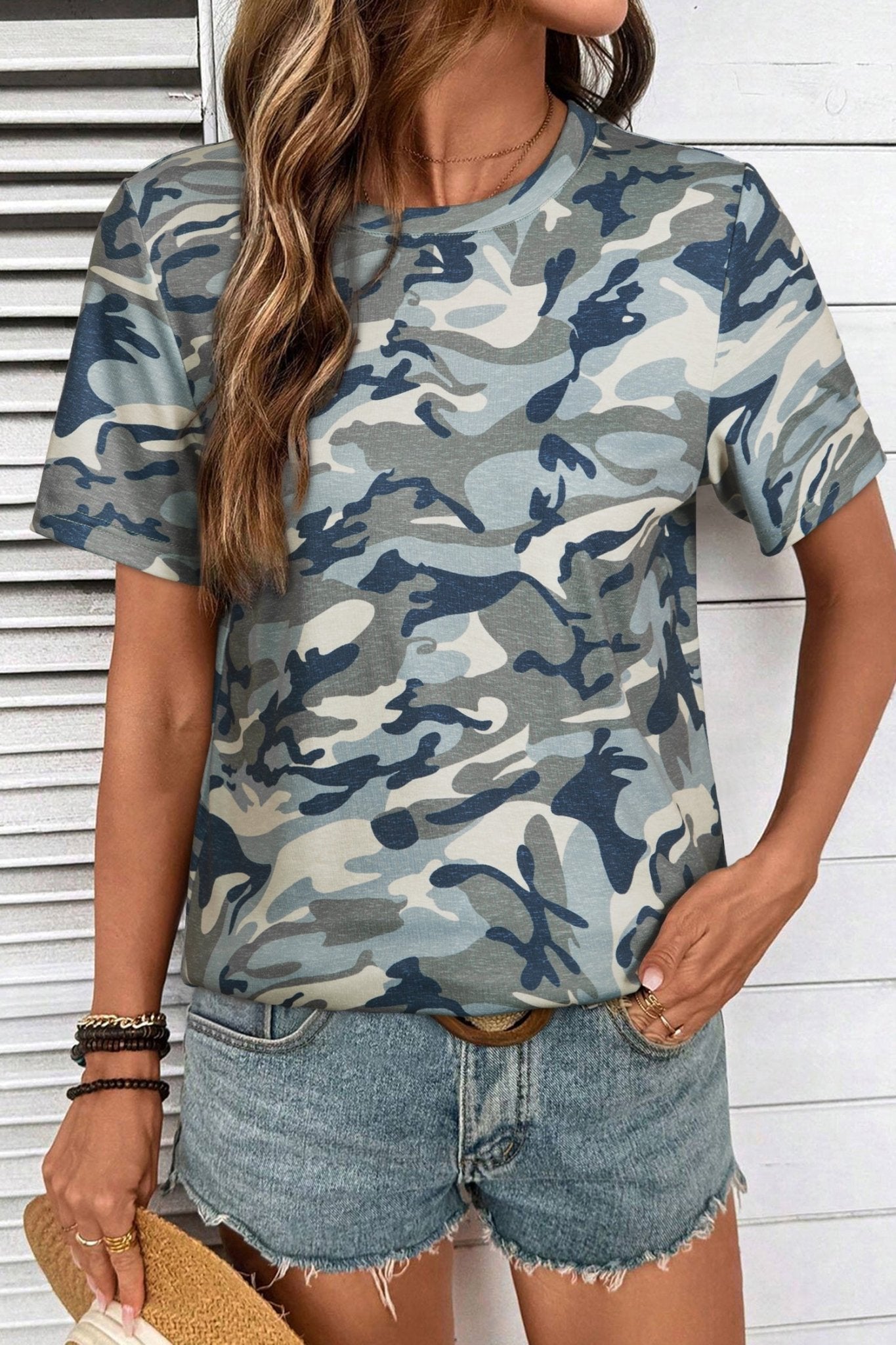 Camo Short Sleeve Crew Neck T-Shirt - Rooted & Reckless Co.