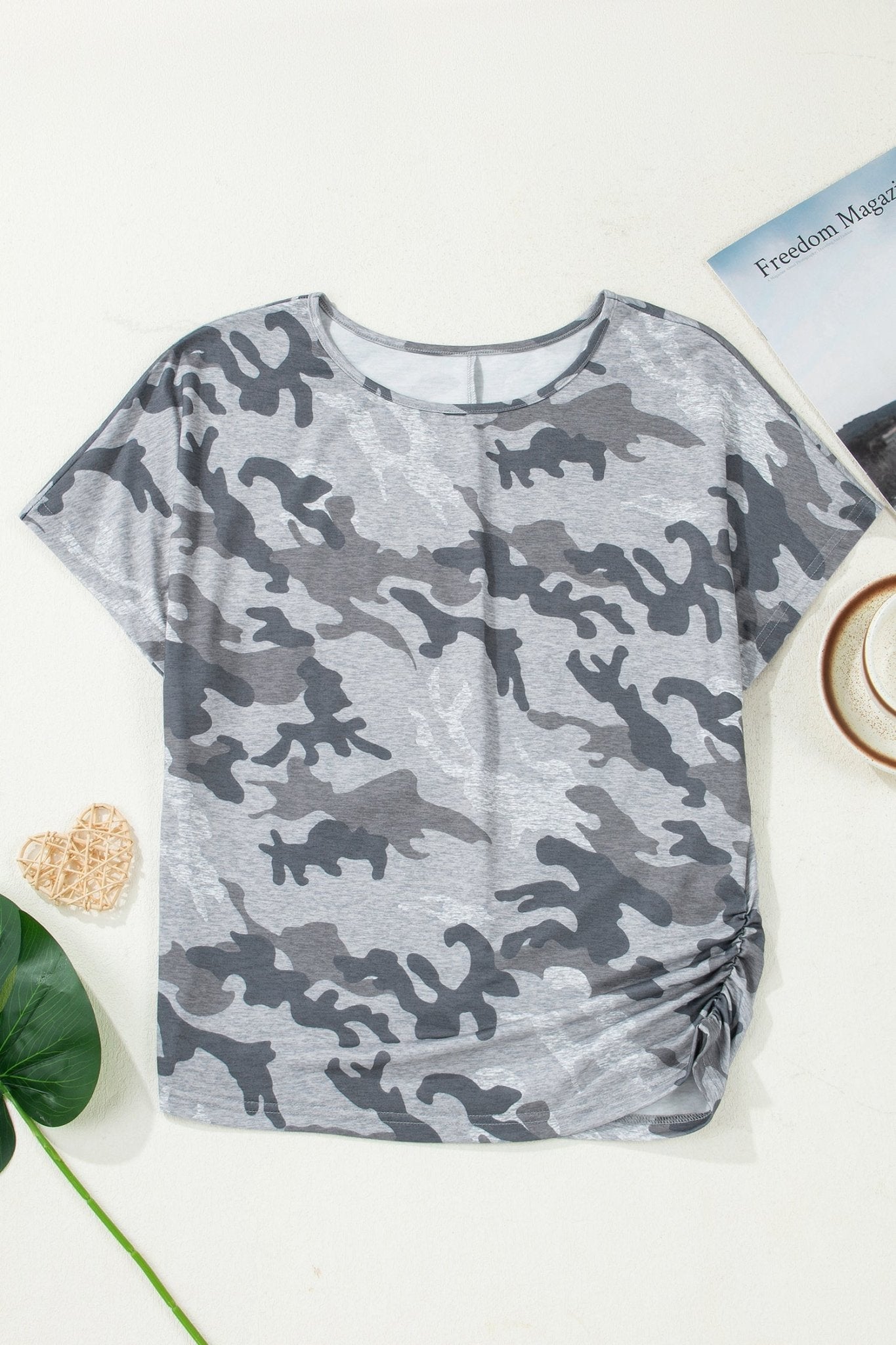 Camo Short Sleeve Round Neck T-Shirt - Rooted & Reckless Co.