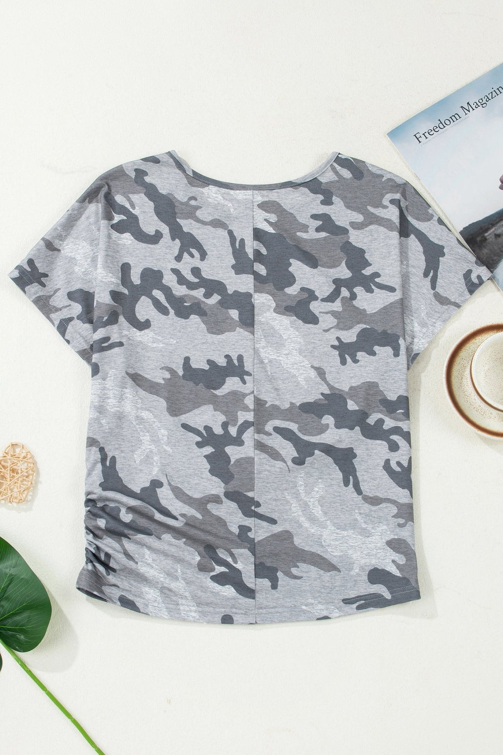 Camo Short Sleeve Round Neck T-Shirt - Rooted & Reckless Co.
