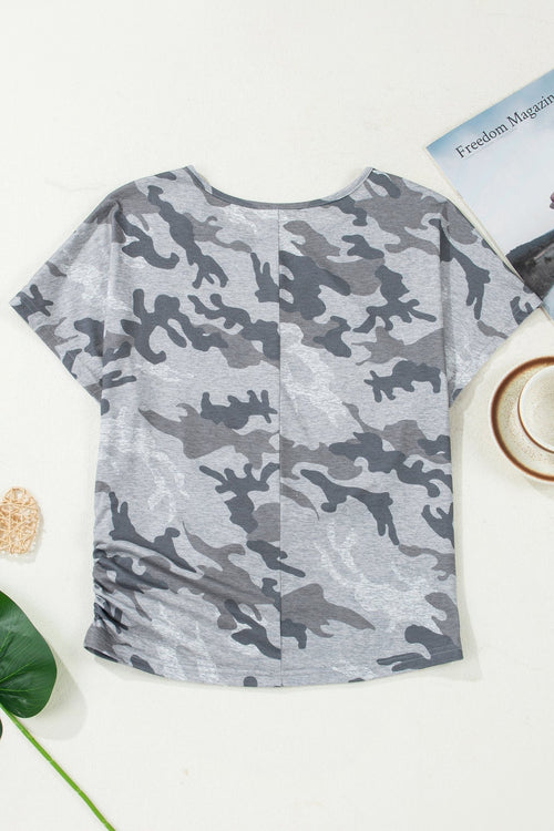 Camo Short Sleeve Round Neck T-Shirt - Rooted & Reckless Co.